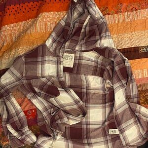 M Garage Shirt - Maroon and White Plaid Flannel